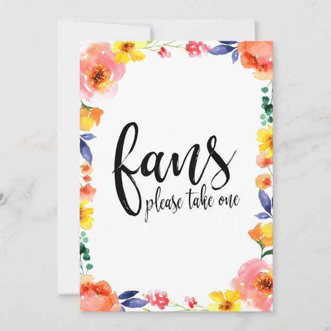 Éventails de mariage Calligraphie Panneau floral a (Devant)