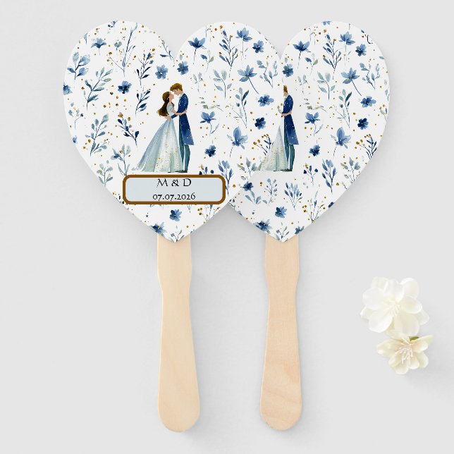 Éventails de mariage magiques – Style aquarelle (Devant et derrière)