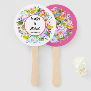 Éventails de mariage modernes floraux roses pour i