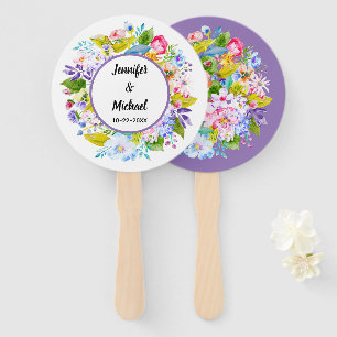Éventails de mariage romantiques floraux violets p