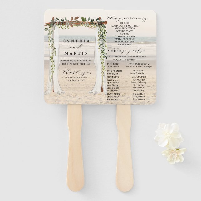 Éventails de plage pour arche de mariage (Devant et derrière)