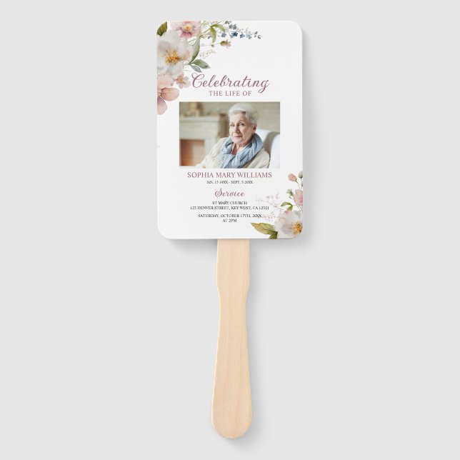 Éventails de programme de funérailles Fleurs sauva (Devant)