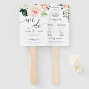 Éventails de programme de mariage Fleurs de Blushi