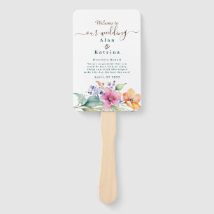 Éventails de programme ensemble Fleurs Rose Pêche 