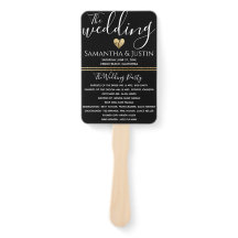 Éventails Élégants Mariage Or et Noir Set