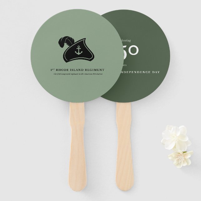 Éventails en papier (10) — 1er régiment de Rhode I (Devant et derrière)