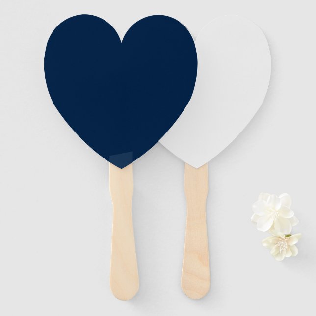 Éventails personnalisés Oxford Blue en forme de cœ (Devant et derrière)