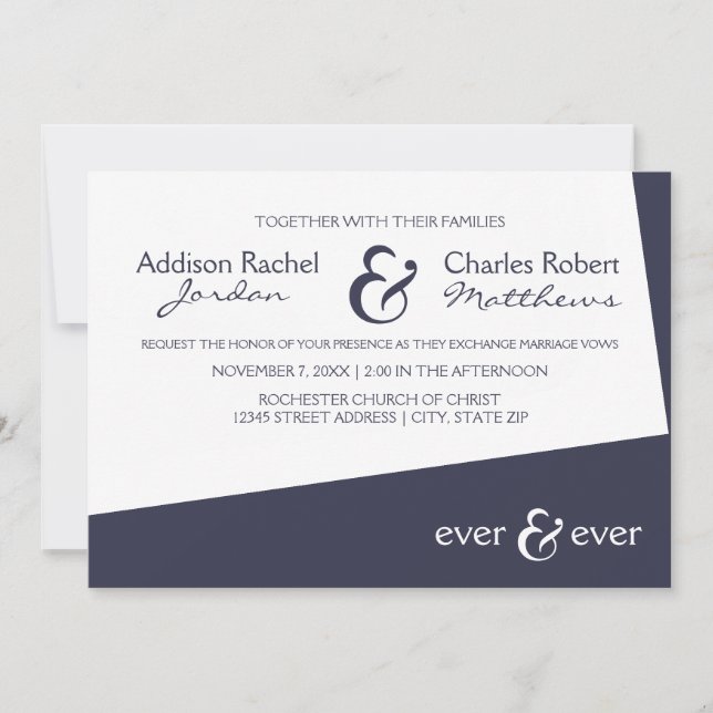 Ever & Ever Blue Angle - Invitation de mariage (Devant)