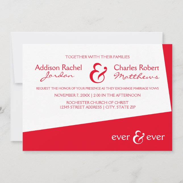 Ever & Ever Red Angle - Invitation de mariage (Devant)