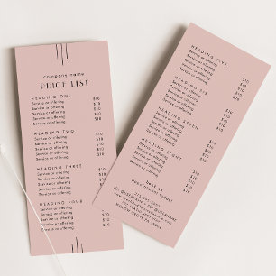 EVERLY Art Déco Liste de Prix Double Face Rose Pâl