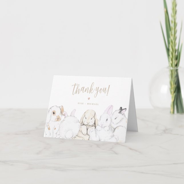 EVIE Cute Pastel Blush Baby Bunny Carte de remerci (Devant)