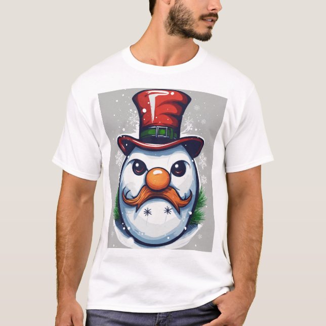 Evil Angry Snowman Noël Logo T-Shirt Design (Devant)