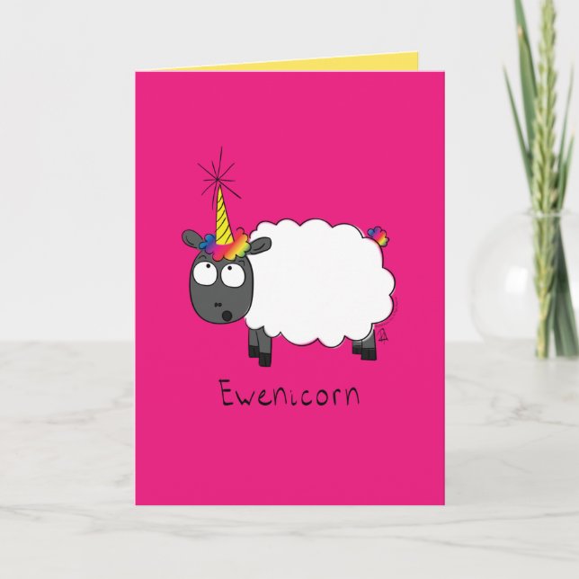 Ewenicorn - Funny Sheep Unicorn Carte de voeux (Devant)