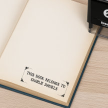 Ex-libris élégant vintage tampon encreur en caoutc