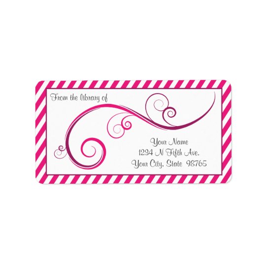 Ex-libris magenta personnalisé de remous étiquette d’adresse