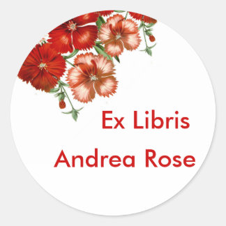 Ex Libris Plaque rouge Carnation Sticker