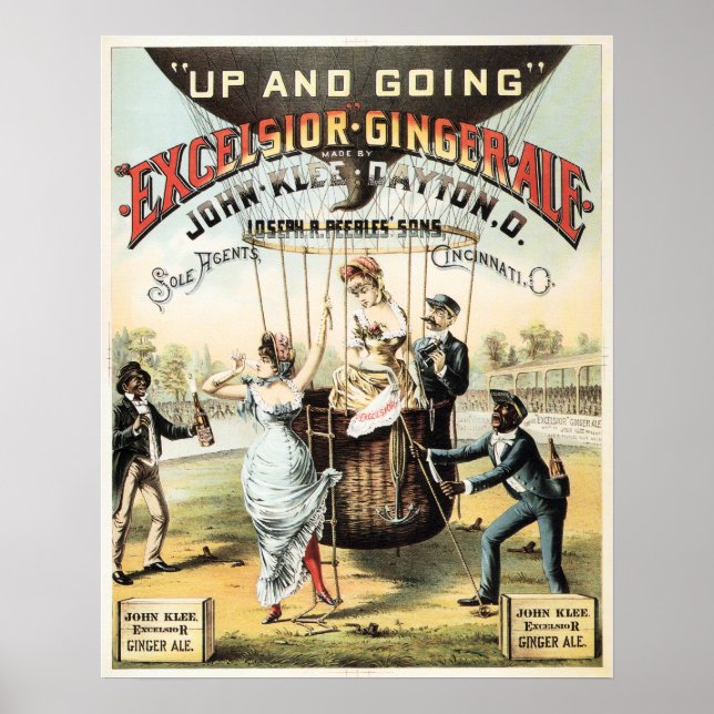 EXCELSIOR GINGER ALE Hot Air Balloon Poster rétro (Devant)