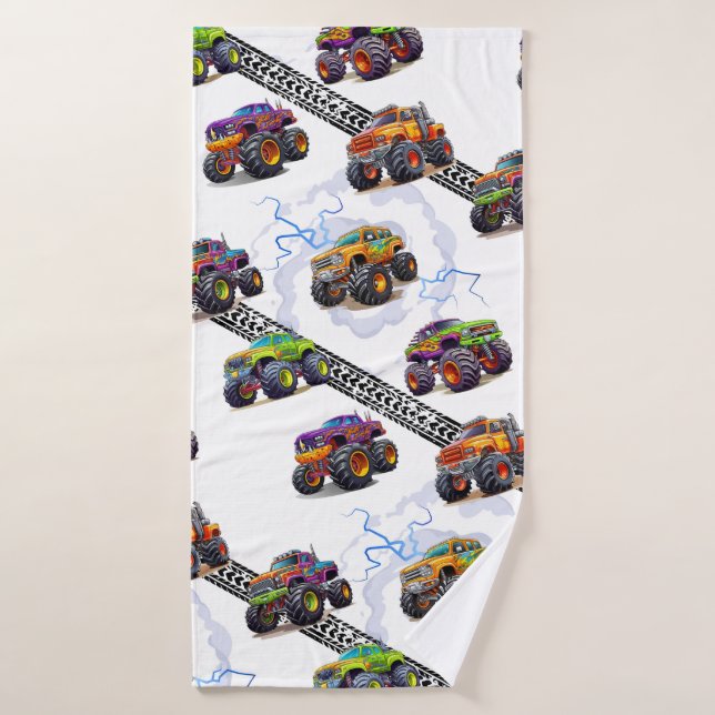 Excitant Motif de camion Monster pour enfants (Serviette de bain)