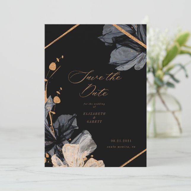 Exclusive Gold Black Floral Enregistrer La Carte D (Debout devant)