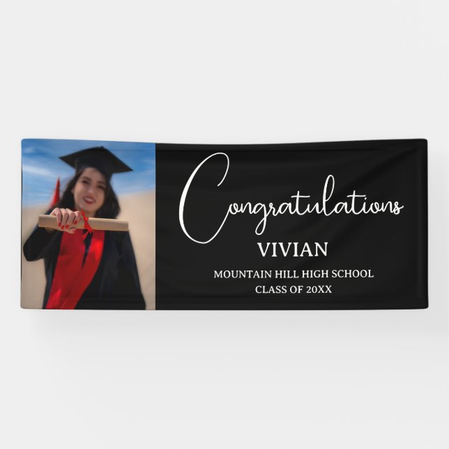 Exemple Bannière Félicitations aux diplômés noirs (Horizontal)