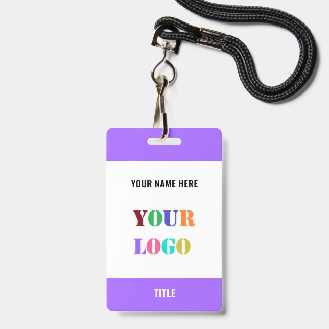 Exemple de badge d'entreprise avec logo ou nom de  (Avant avec lanière)