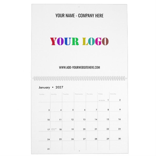 Exemple de calendrier promotionnel du logo d'entre (Jan 2027)