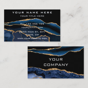 Exemple de carte de visite Agate bleu marine paill