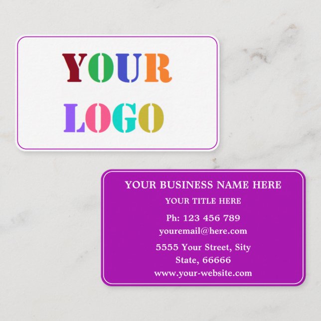 Exemple de Cartes de Visite avec Logo de Votre Ent (Devant / Derrière)