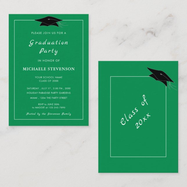 Exemple de Cartes d'Invitation de Remise de Diplôm (Devant / Derrière)