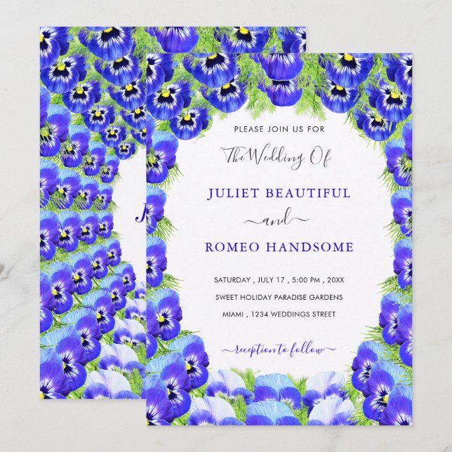 Exemple de carton d'invitation de mariage encadré  (Devant / Derrière)