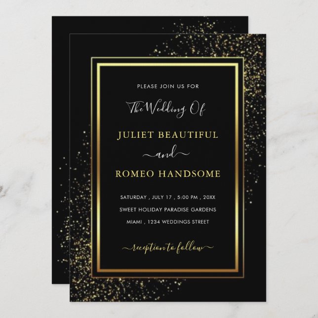 Exemple de Cartons d'Invitation de Mariage Paillet (Devant / Derrière)