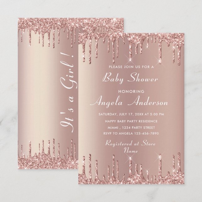 Exemple de Cartons d'Invitation Fille (ou Garçon)  (Devant / Derrière)
