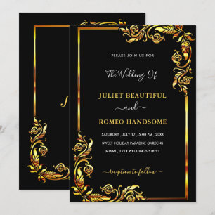 Exemple de faire-part de mariage en noir et or