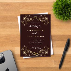 Exemple de Faire-part de mariage en or floral
