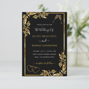 Exemple de Faire-part de mariage en or noir avec c