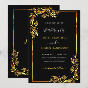 Exemple de Faire-part de mariage or et noir