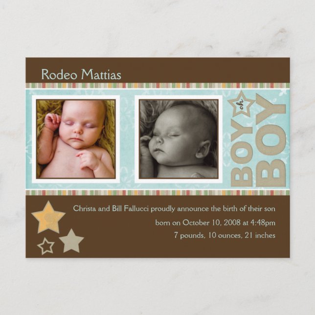 Exemple de Faire-part de naissance Rodeo Mattias (Devant)