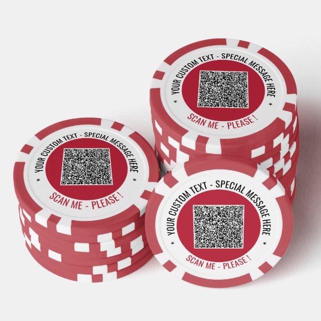 Exemple de jetons de poker avec code QR et texte p (Empiler)