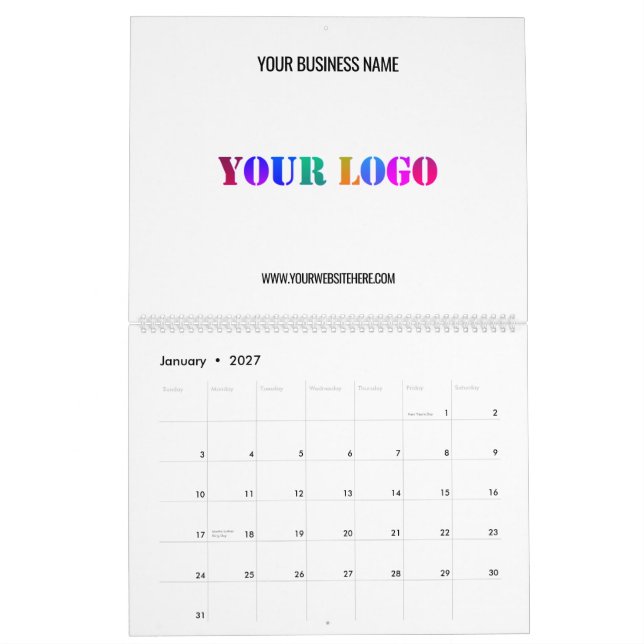 Exemple de logo et de calendrier commercial texte (Jan 2027)