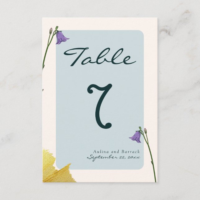 Exemple de numéro de table de mariage vert doré cl (Devant)