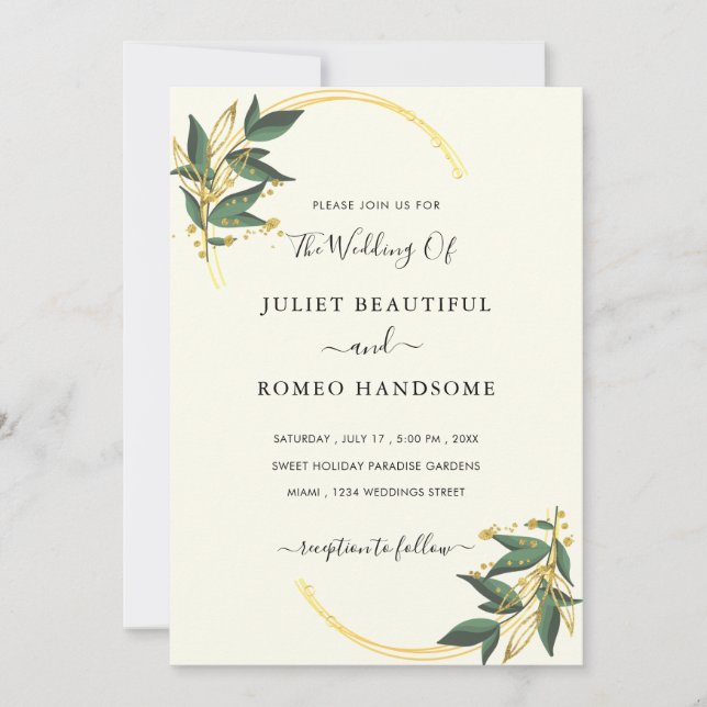 Exemple d'invitation de mariage élégante florale d (Devant)