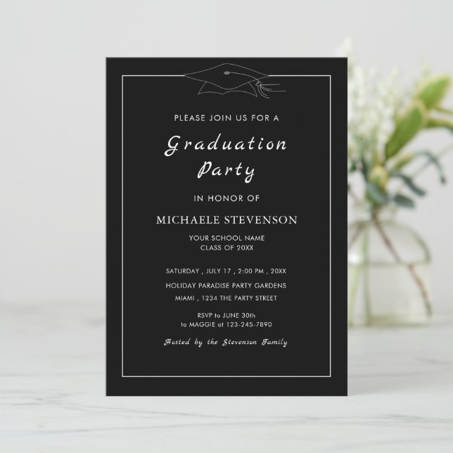 Exemple d'invitation pour un diplôme de design (Debout devant)
