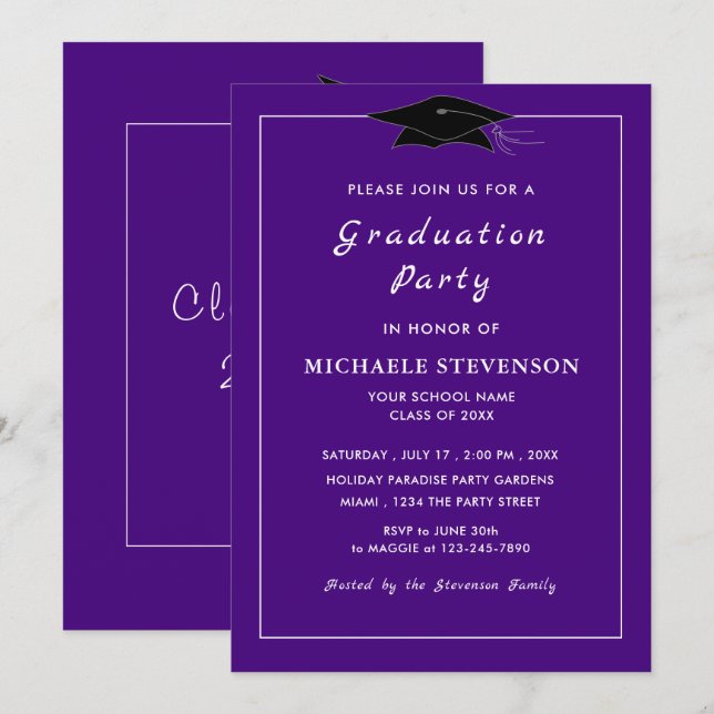 Exemple d'invitation pour un diplôme de design (Devant / Derrière)