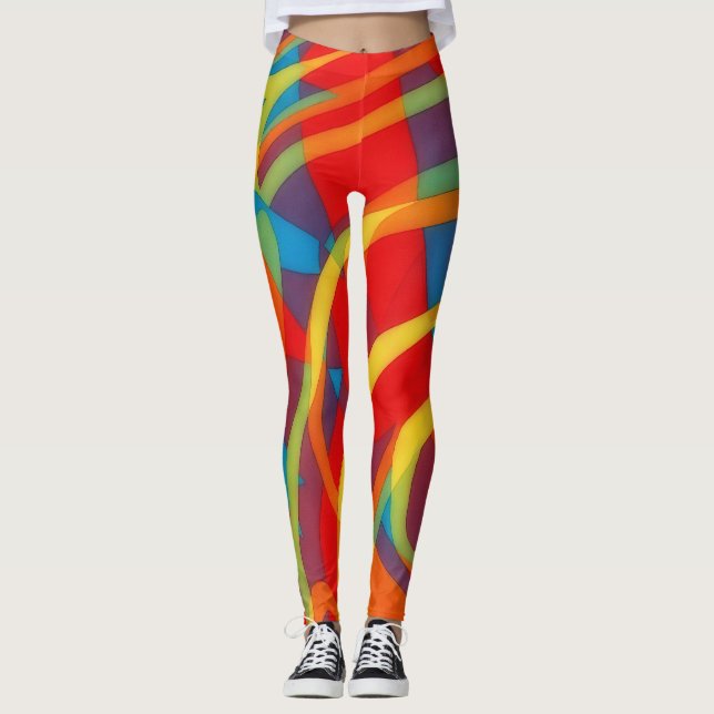 Exercice Colorful Abstrait Art Leggings (Devant)