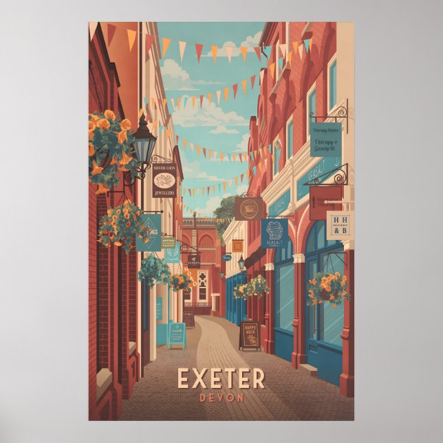 Exeter Devon Travel Poster (Devant)