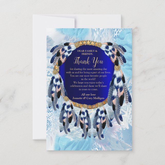 Exotic Blue Dream Catcher Carte de remerciements (Devant)