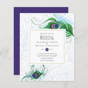 Exotic PEACOCK Feather Mariage Inviter BUDGET