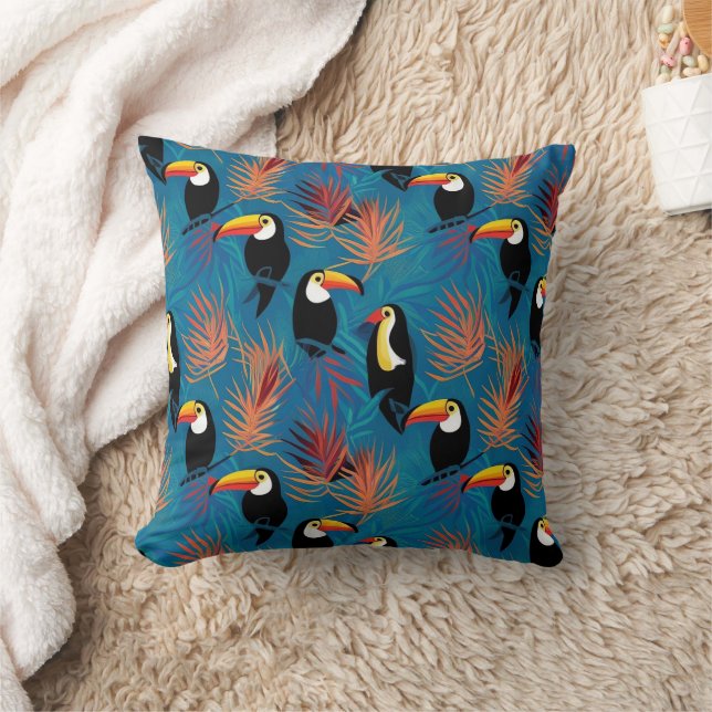 Exotic Toucan Coussin Vibrant Tropical Bird Motif (Couverture)