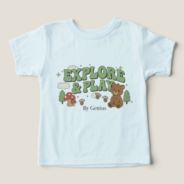 Explore & Play T-Shirt, Groovy Retro Forest Bear C (Design Recto)