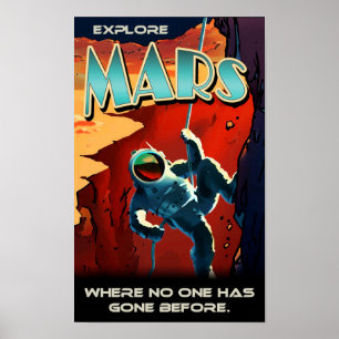 Explorer Mars - Affiche de voyage rétro personnali